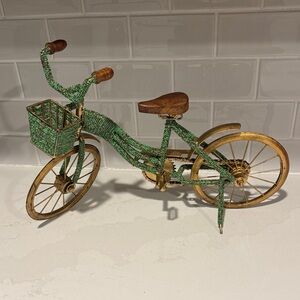 Decorative Green and Gold Bicycle Figurine